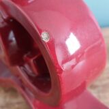 Art Deco ceramic candlestick, burgundy