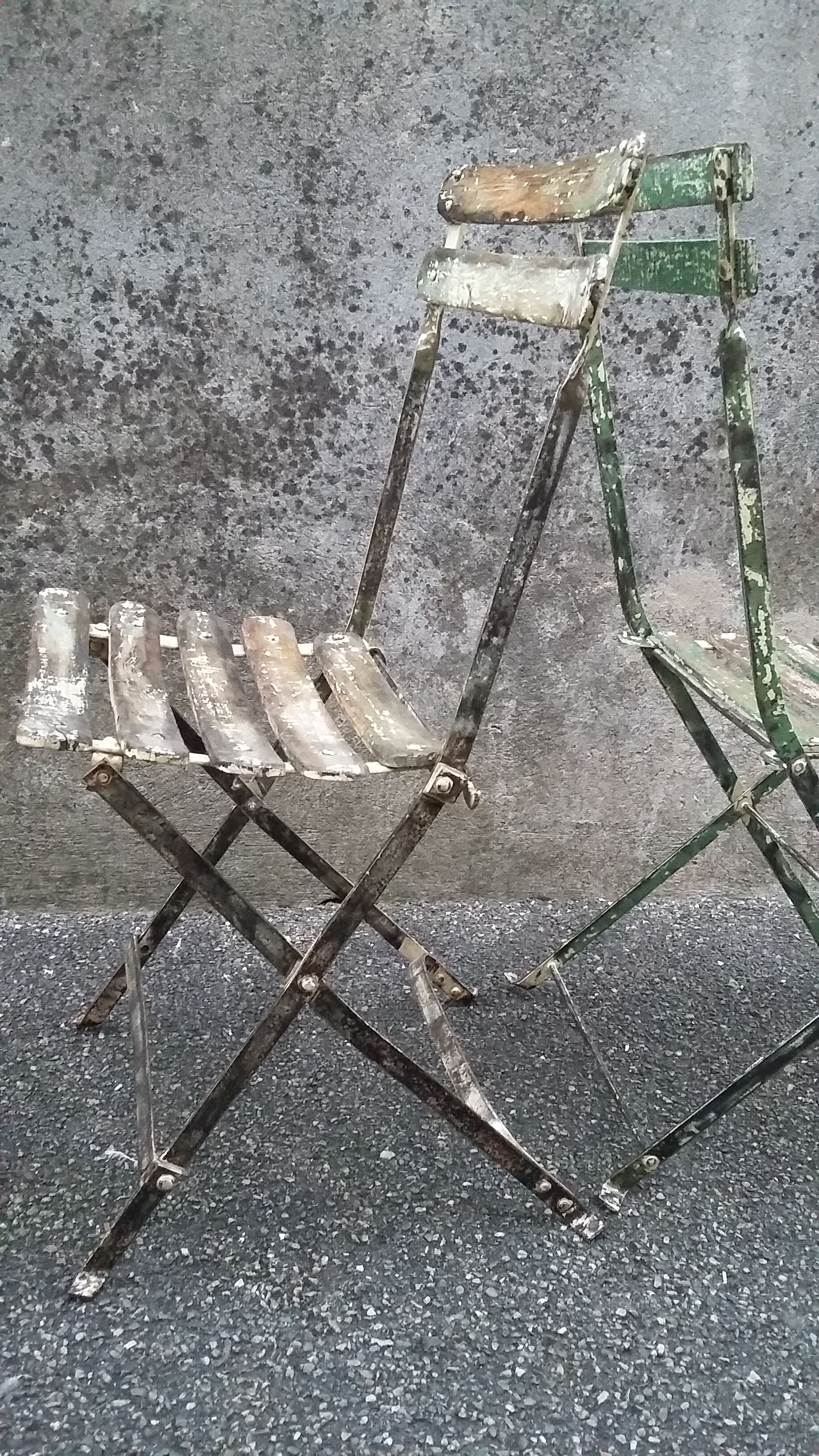 2 folding bistro / garden chairs fermob 1950