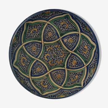 Plat polychrome Ghotar de Fès Maroc XIX Afrique