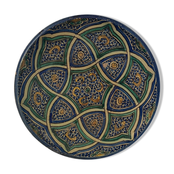 Plat polychrome Ghotar de Fès Maroc XIX Afrique