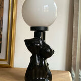 Ceramic black cat couple lamp