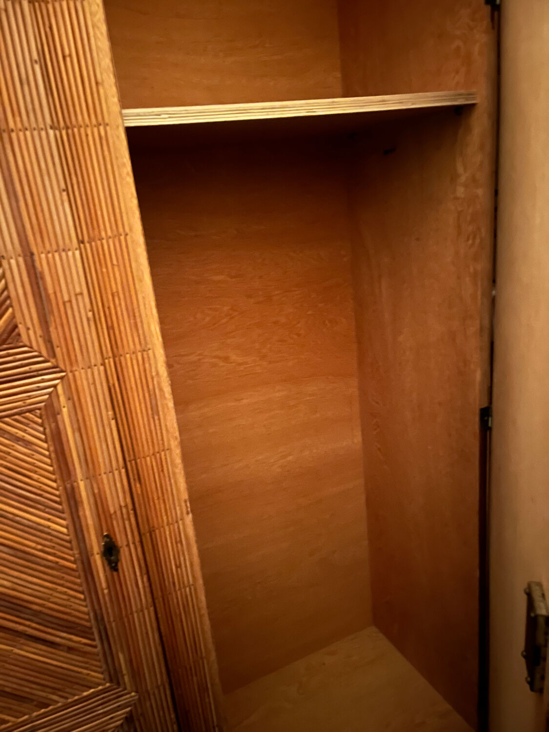 Rattan marquetry wardrobe from the 1950s.