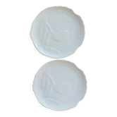 2 fish plates barbotine Salins white decor