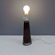 Table lamp by Carl Fagerlund for Orrefors Glassworks Sweden 1960s in translucent and deep red glass.
