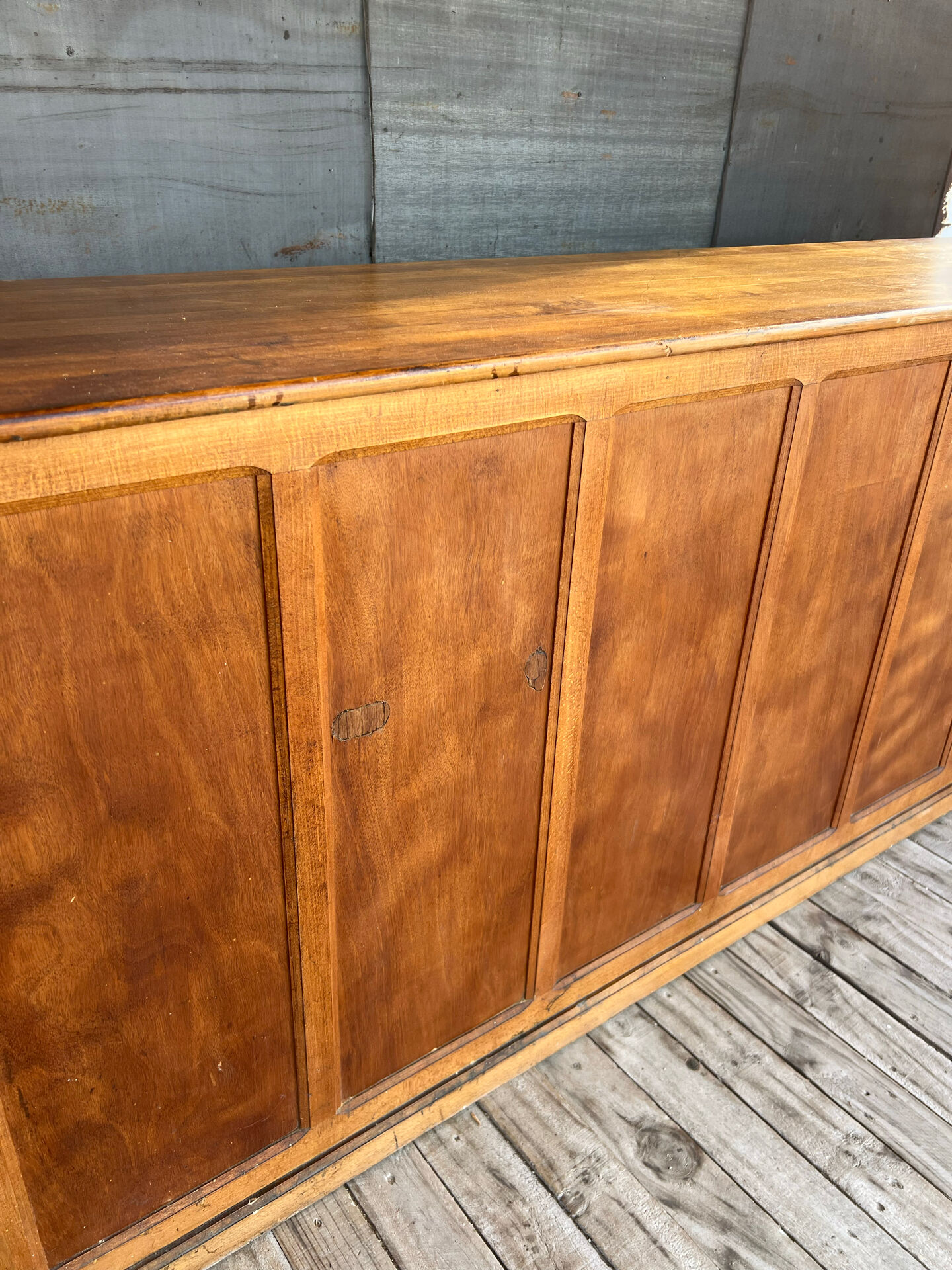 Old counter with sliding doors