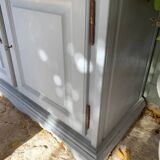 Robust country sideboard with country charm with marble handles in gray and white chalk