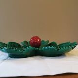 Plat vintage Barbotine fraisier Vallauris.