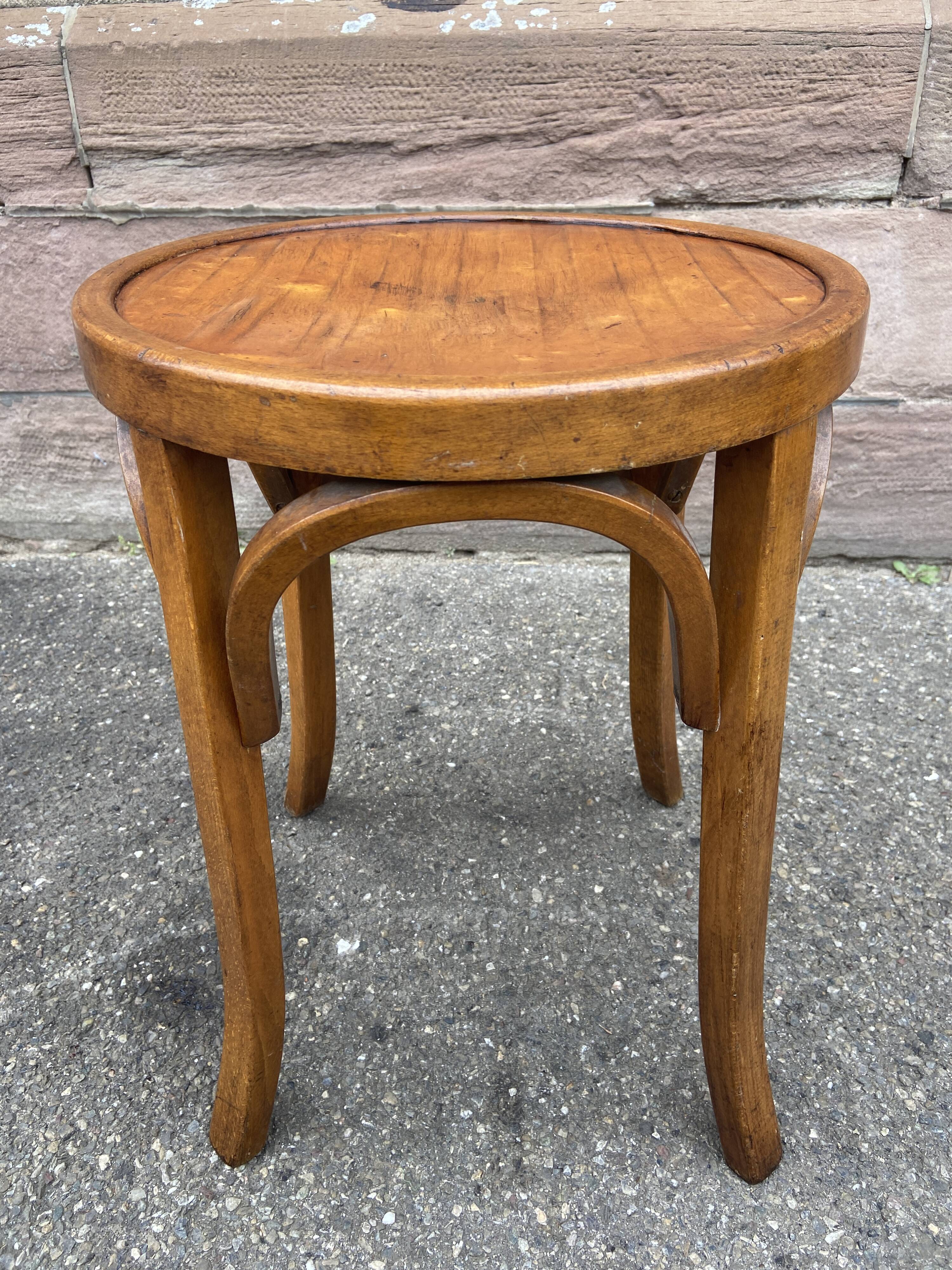 Baumann curved wood stool 60s