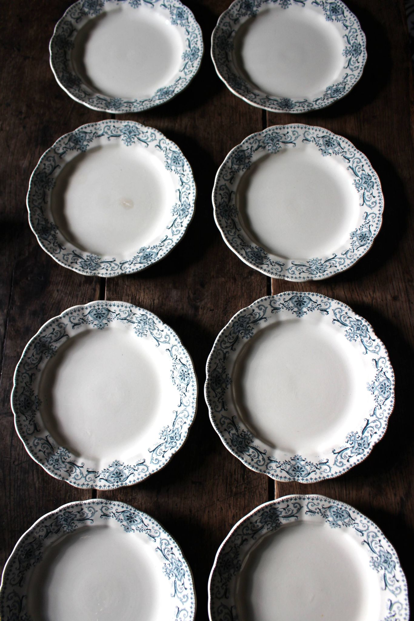 8 assiettes plates en Terre de Fer bleue Verdun HBC