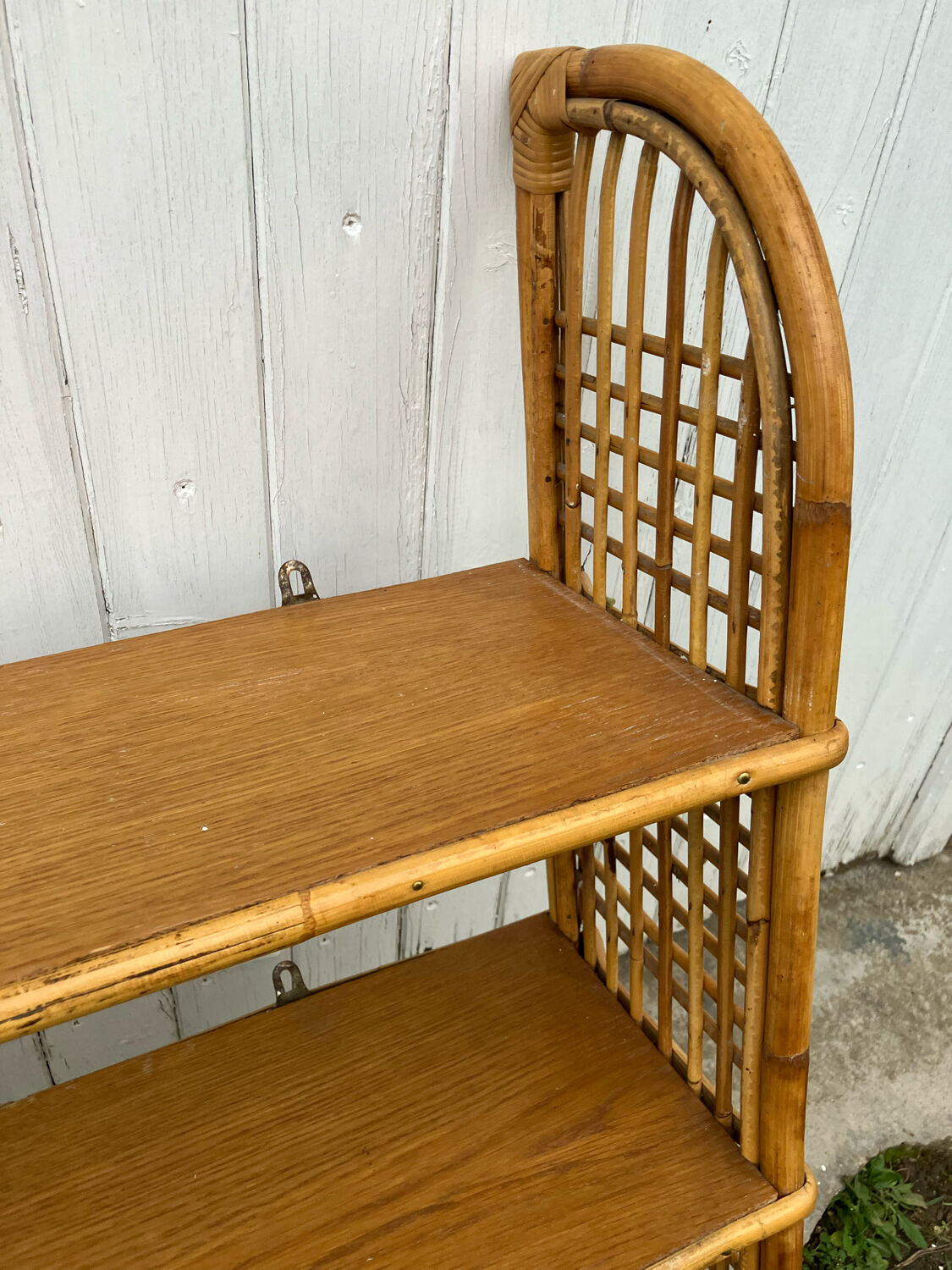 Vintage rattan wall shelf
