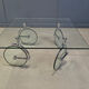 Glass coffee table with wheels, 1980s