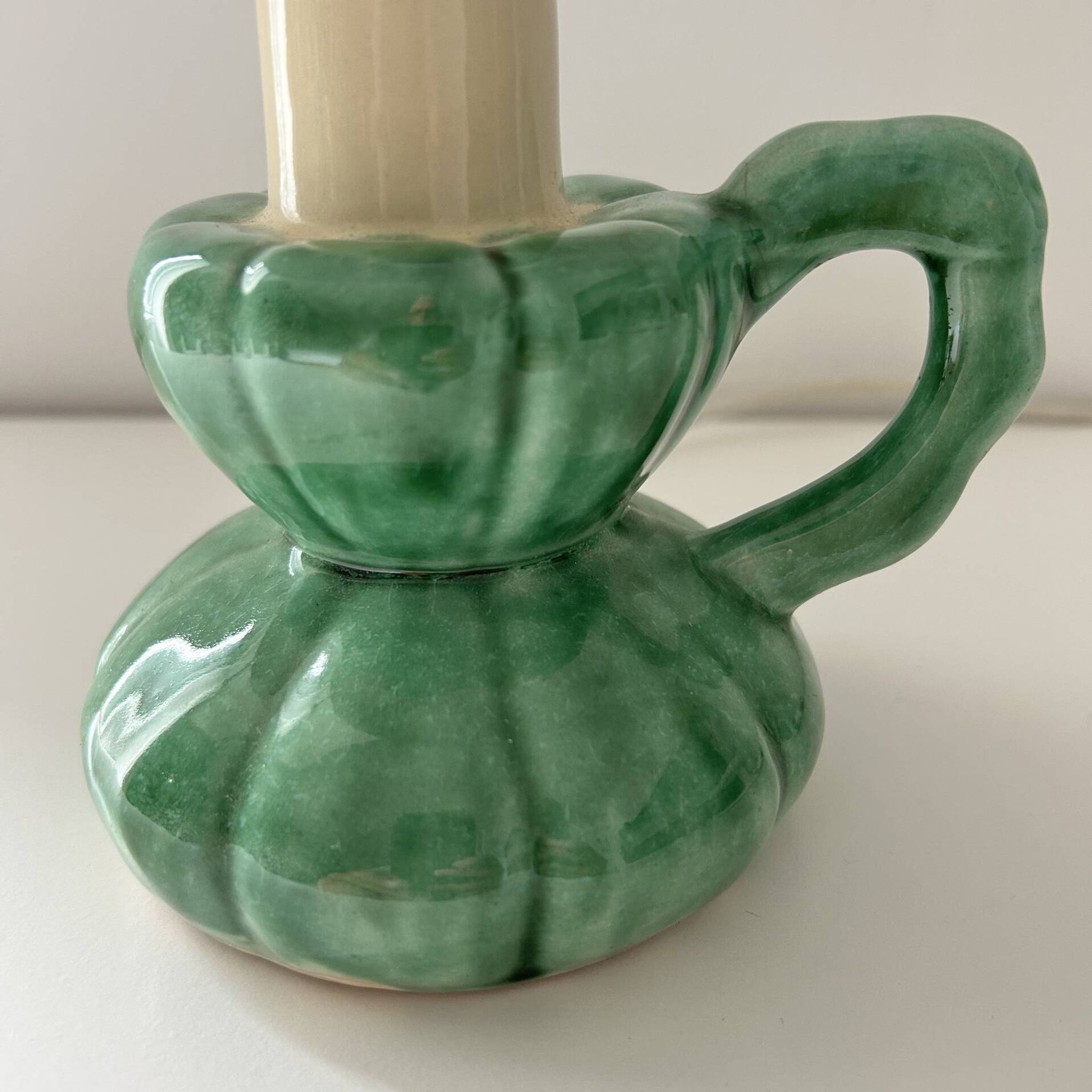 Lampe bougeoir en céramique verte 