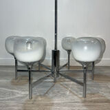 Lustre Space Age 6 arms in chrome and opalised globes in the style of Gaetano Sciolari.