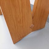 Vintage Guillerme and Chambron coffee and side table in solid oak and ceramic from the 50s and 60s
