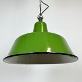 Suspension d’usine industrielle en émail vert de Zaos, années 1960