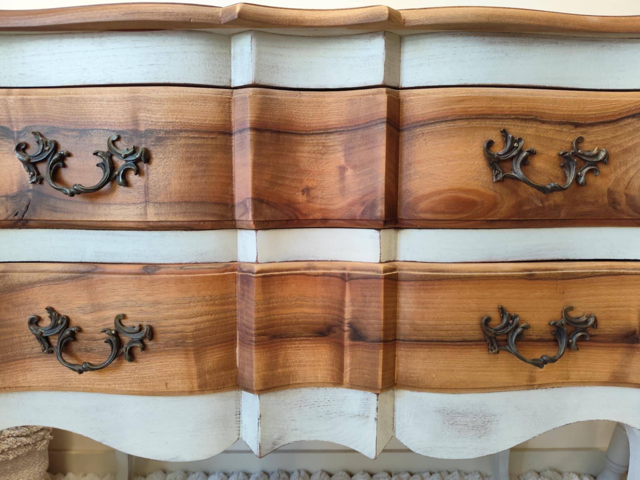 Walnut crossbow chest of drawers