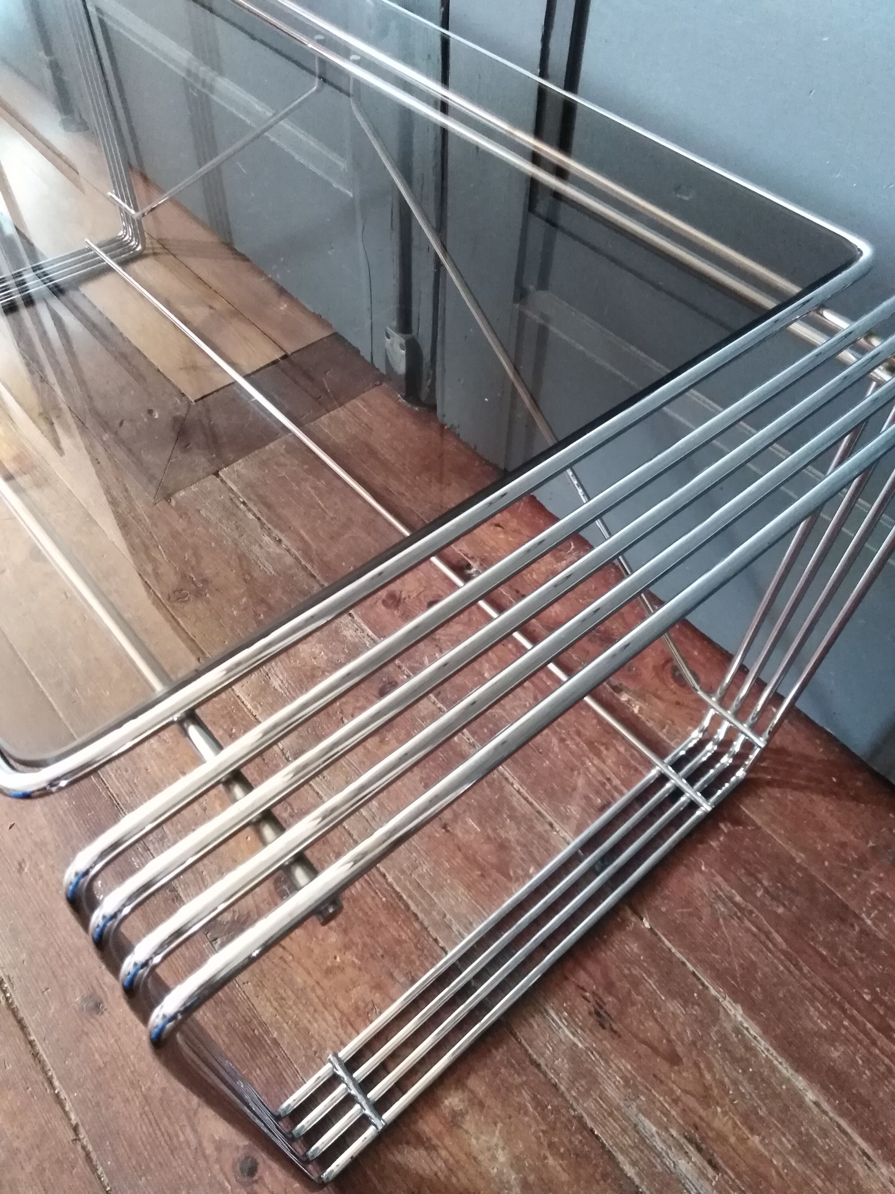 Glass and chrome coffee table 1970