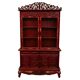 Bibliothèque En Bois Laqué Rouge Sculpté et dorure