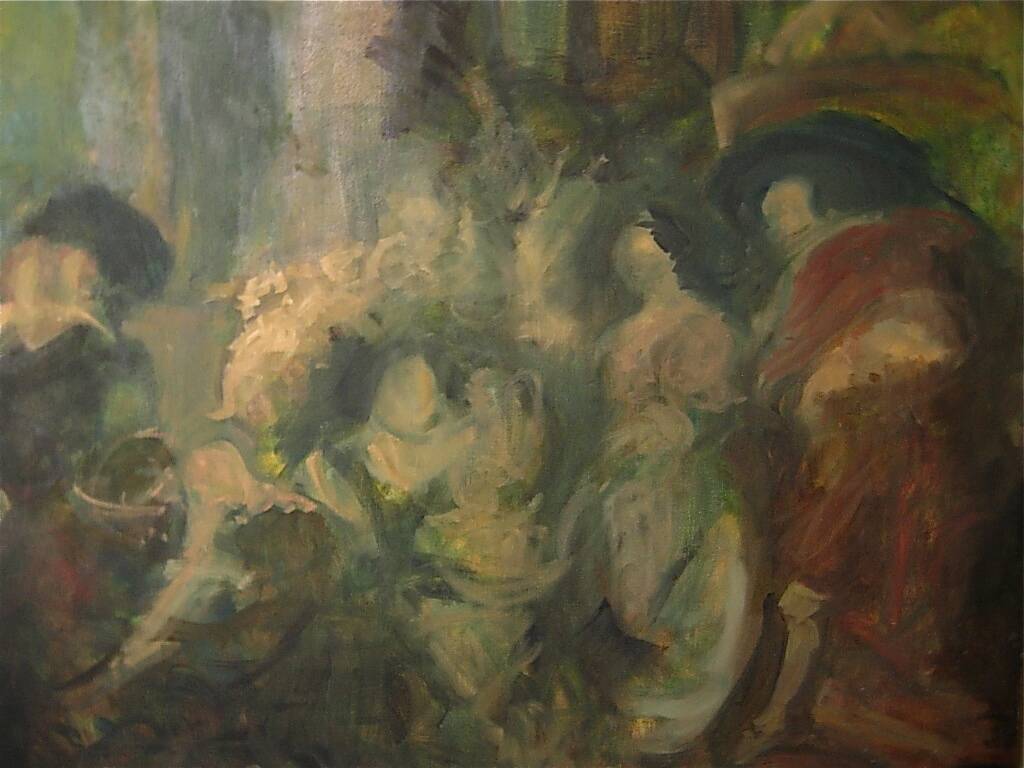 Genre scene canvas signed Strbac