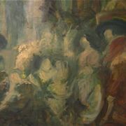 Genre scene canvas signed Strbac