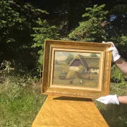 Vintage Farmyard Oil Painting by Henning Bjørn