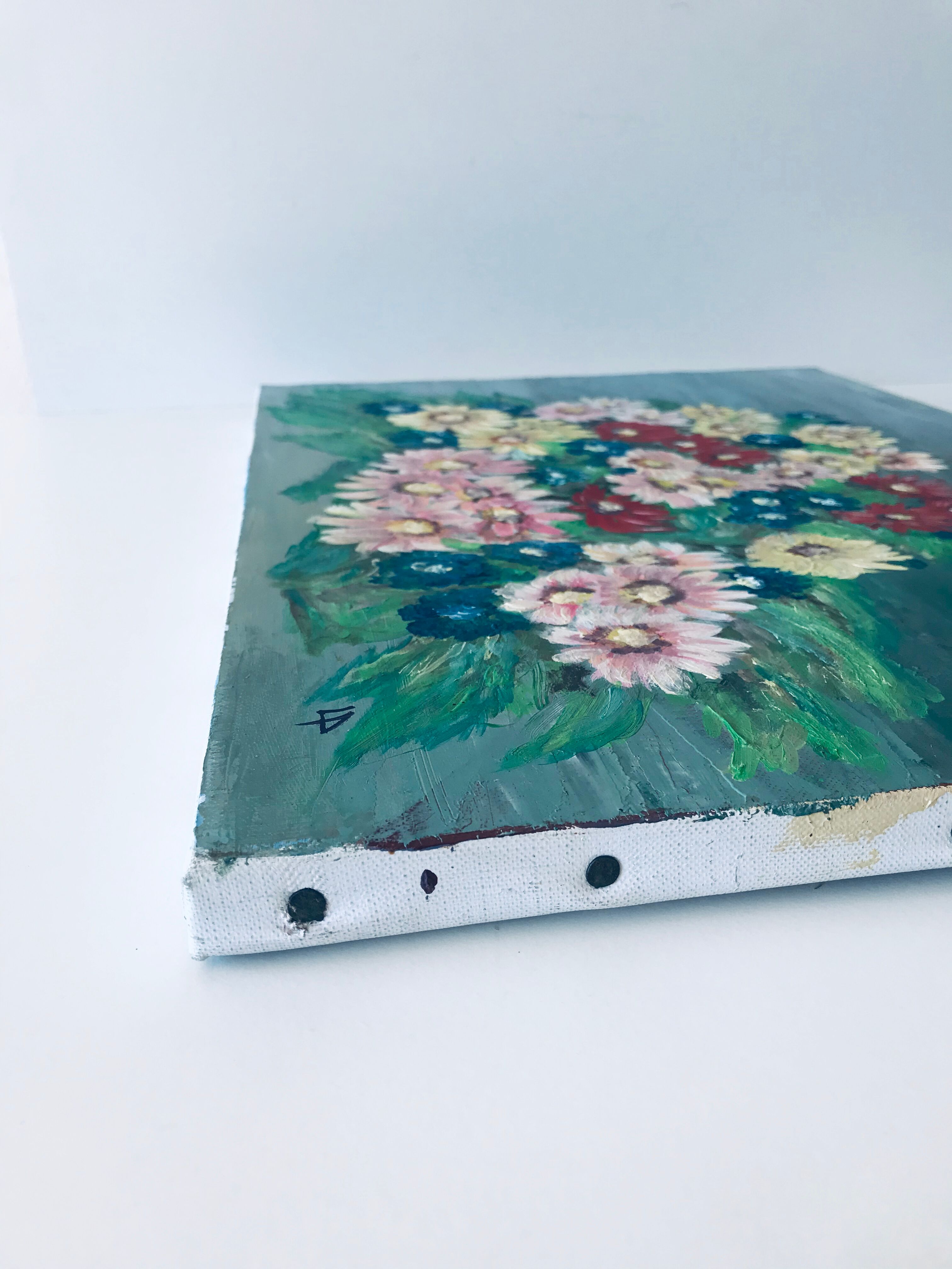 Oil on canvas small flowers