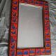 Large wood mirror and ceramic tiles vintage mosaic 59x35cm