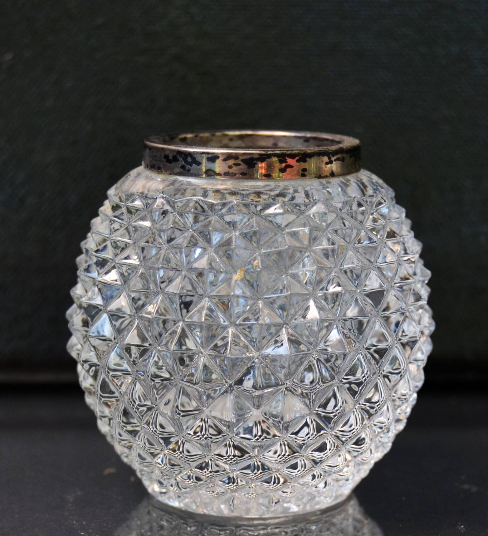 Old Crystal vase sterling silver 925 mount Emil Hermann A Vase and Toothpick Holder