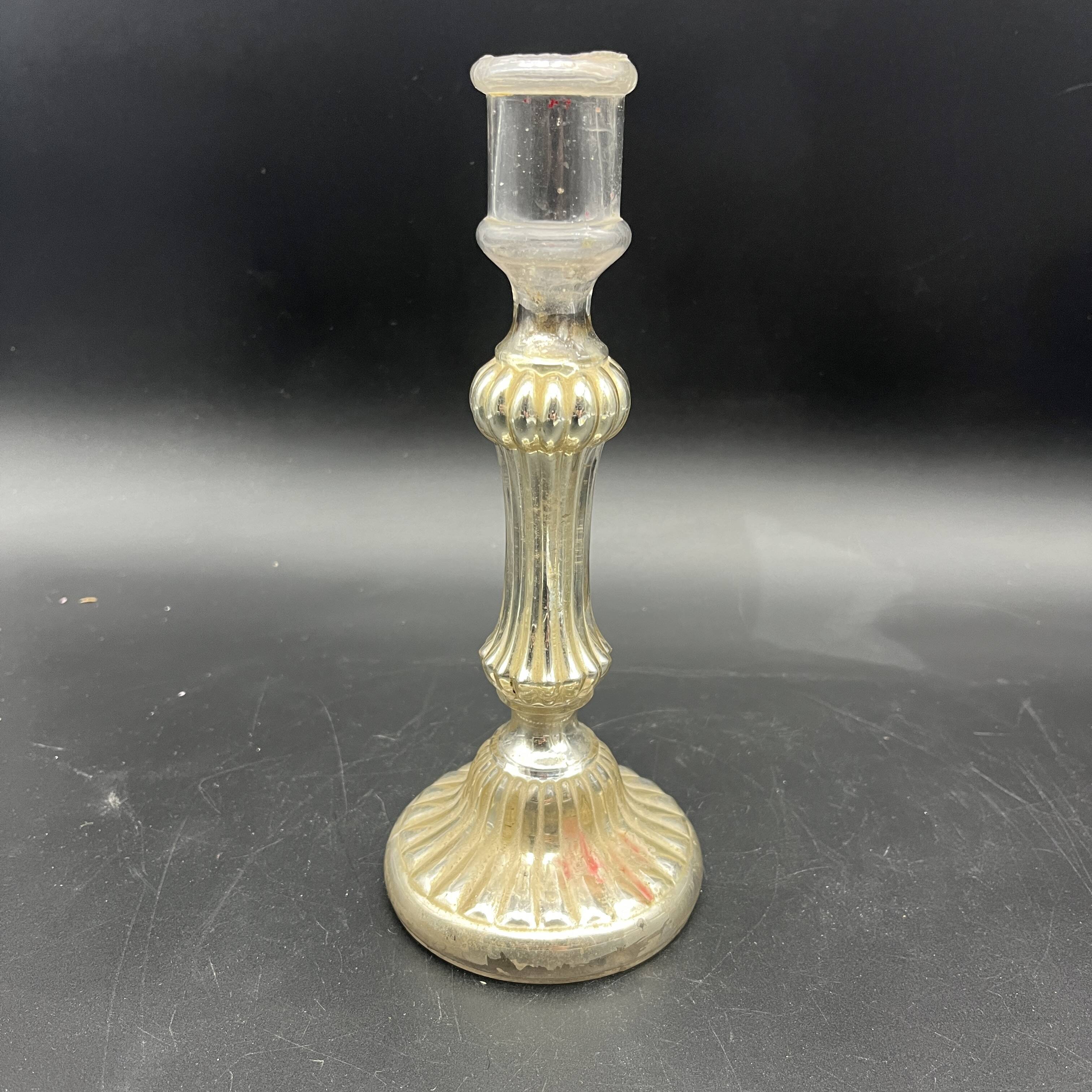 Bougeoir en verre eglomisé XIXe 19e