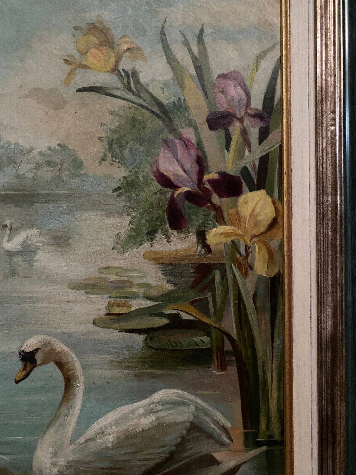 Oil on cardboard by Marie Murier 1940 naturalist decor mid-20th century