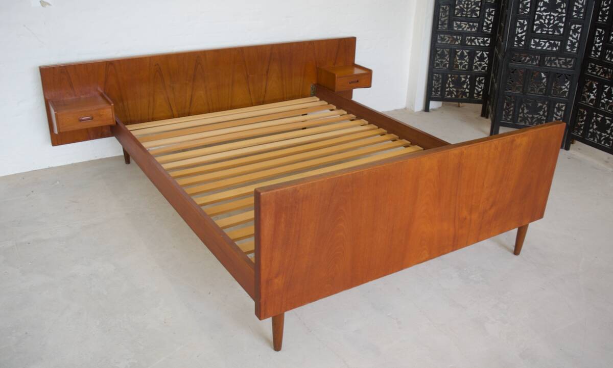 Danish Vintage Teak 'Floating' Bed, 1960s.