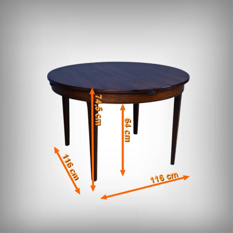 Scandinavian system table in rosewood, 6 to 8 covers – 1960