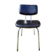Chromé metal chair - seated - black skaï file vintage 70s