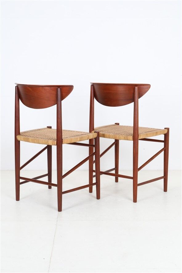Set of 2 “316” teak/rattan chairs by Peter Hvidt & Orla Mølgaard Nielsen for Søborg Møbler / 1960s