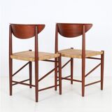 Set of 2 “316” teak/rattan chairs by Peter Hvidt & Orla Mølgaard Nielsen for Søborg Møbler / 1960s