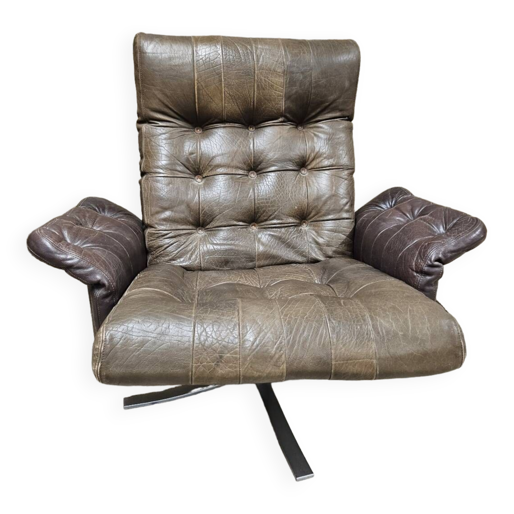 Fauteuil loung cuir vintage 1960