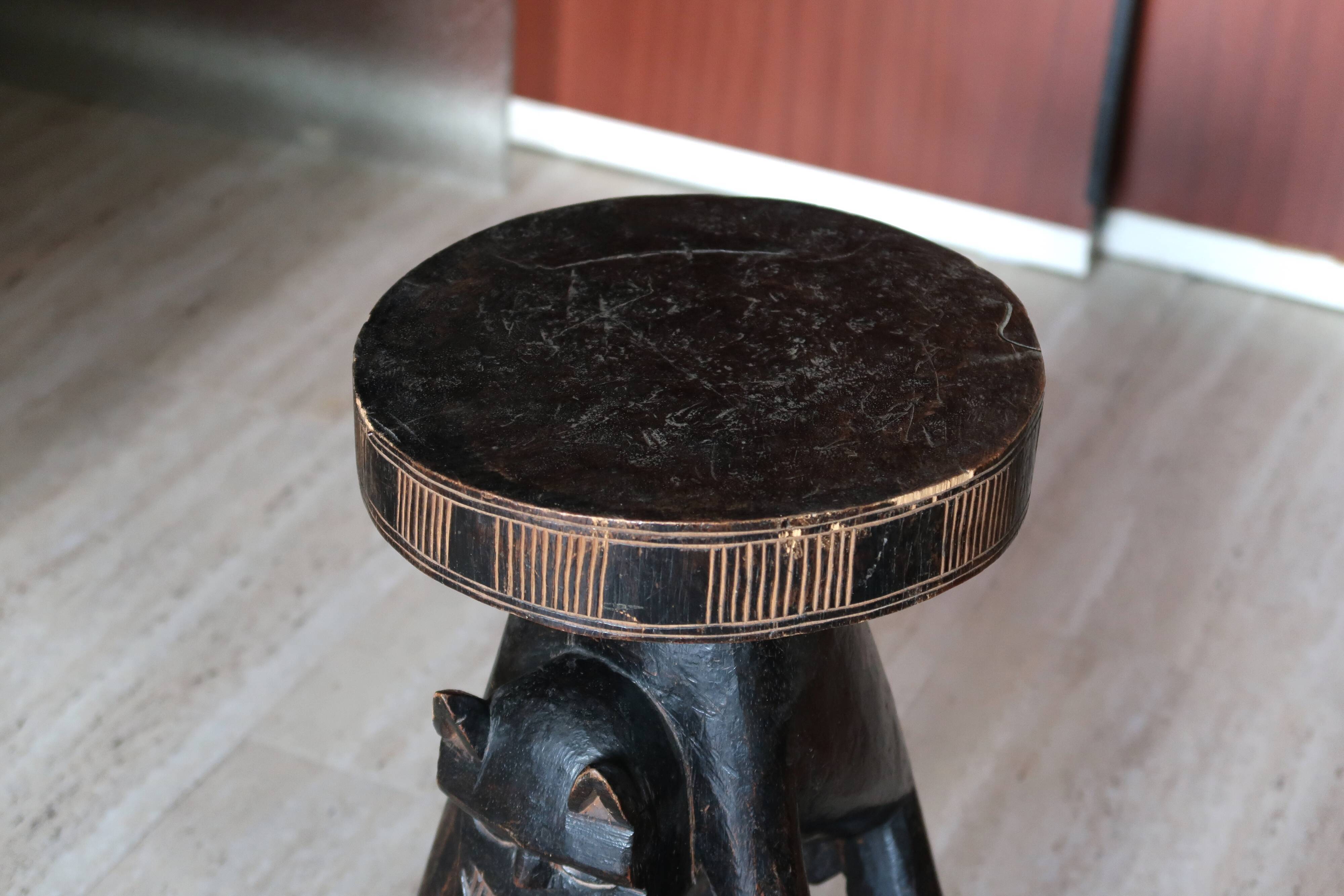 African zoomorphic wooden stool