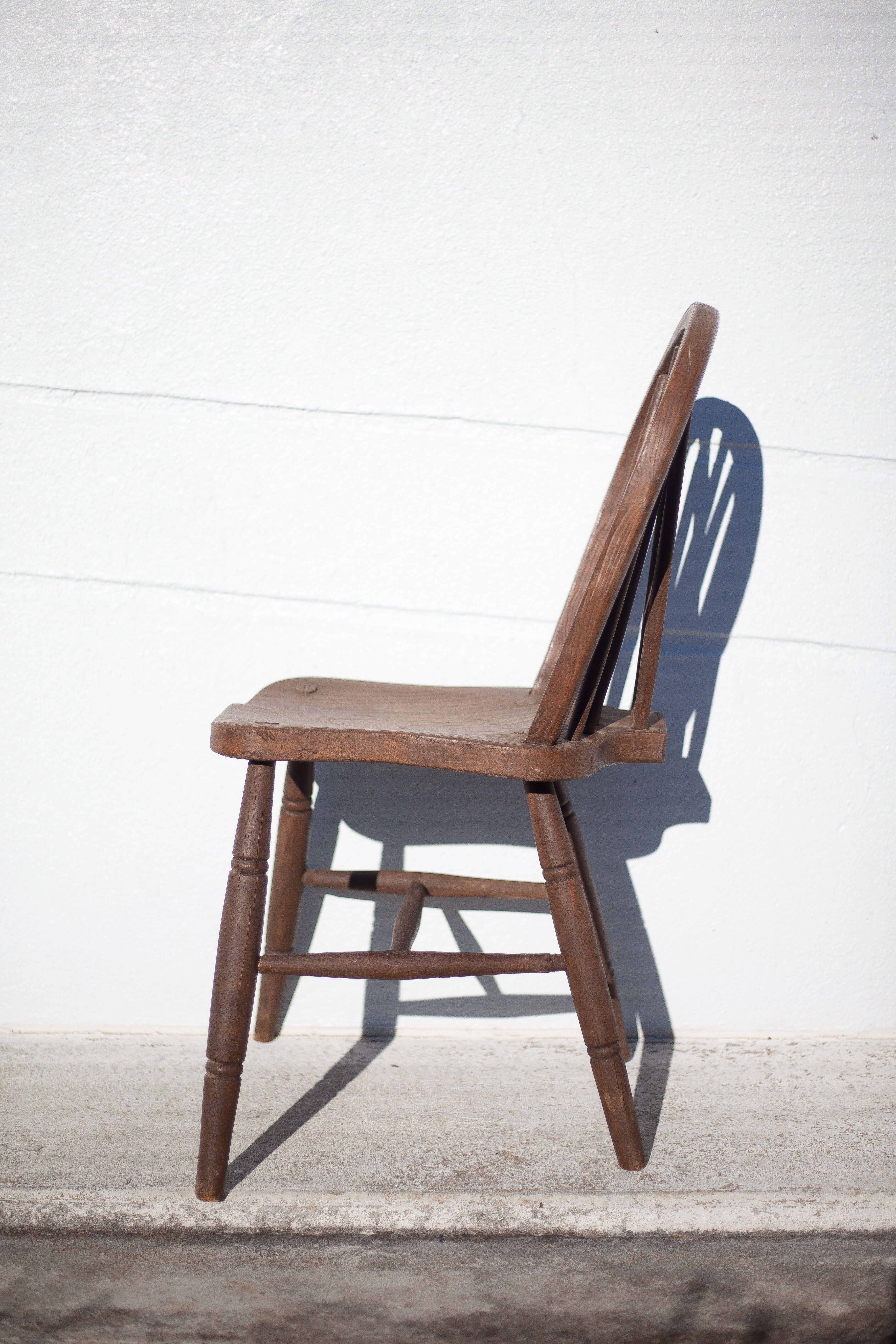 Stamped curved wooden chair, 40s, bistro chair, Windsor chair, extra chair