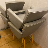 4 fauteuils skaï gris 60’s
