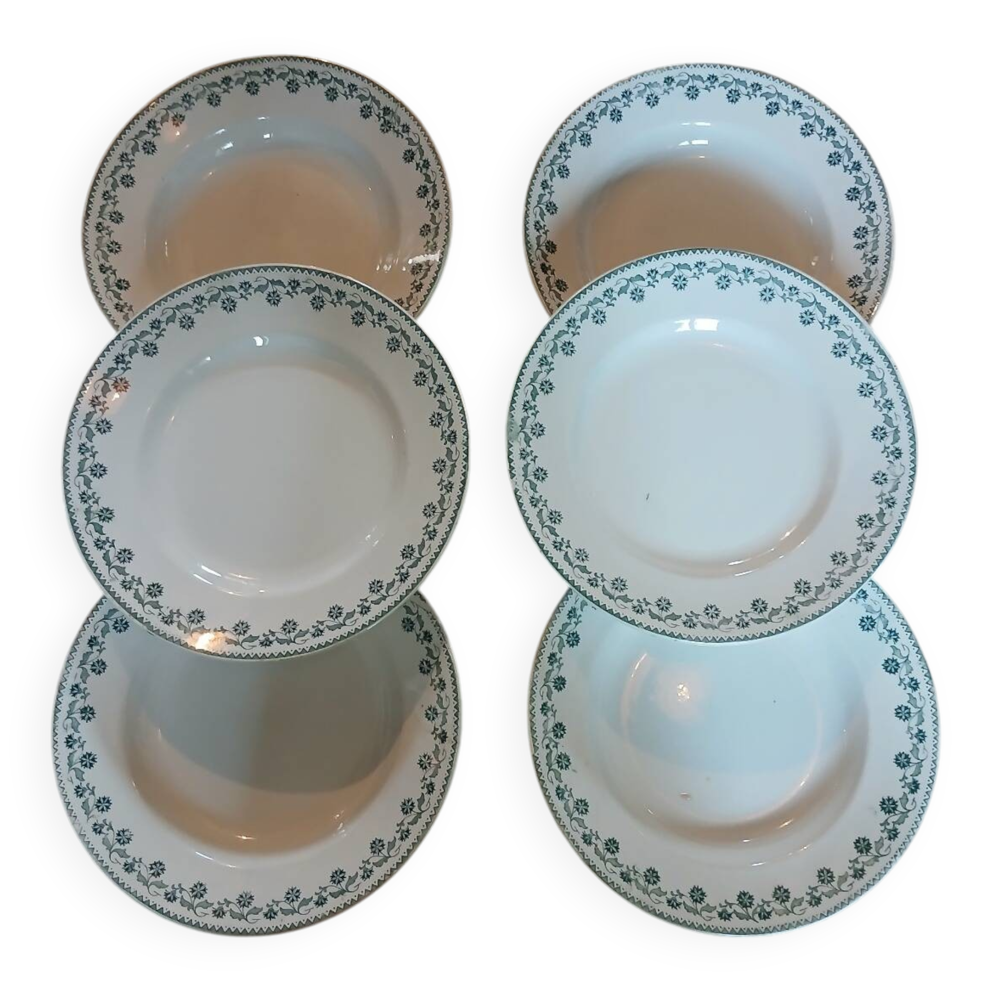 6 antique ironstone plates