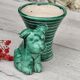 Green ceramic empty pocket dog statue