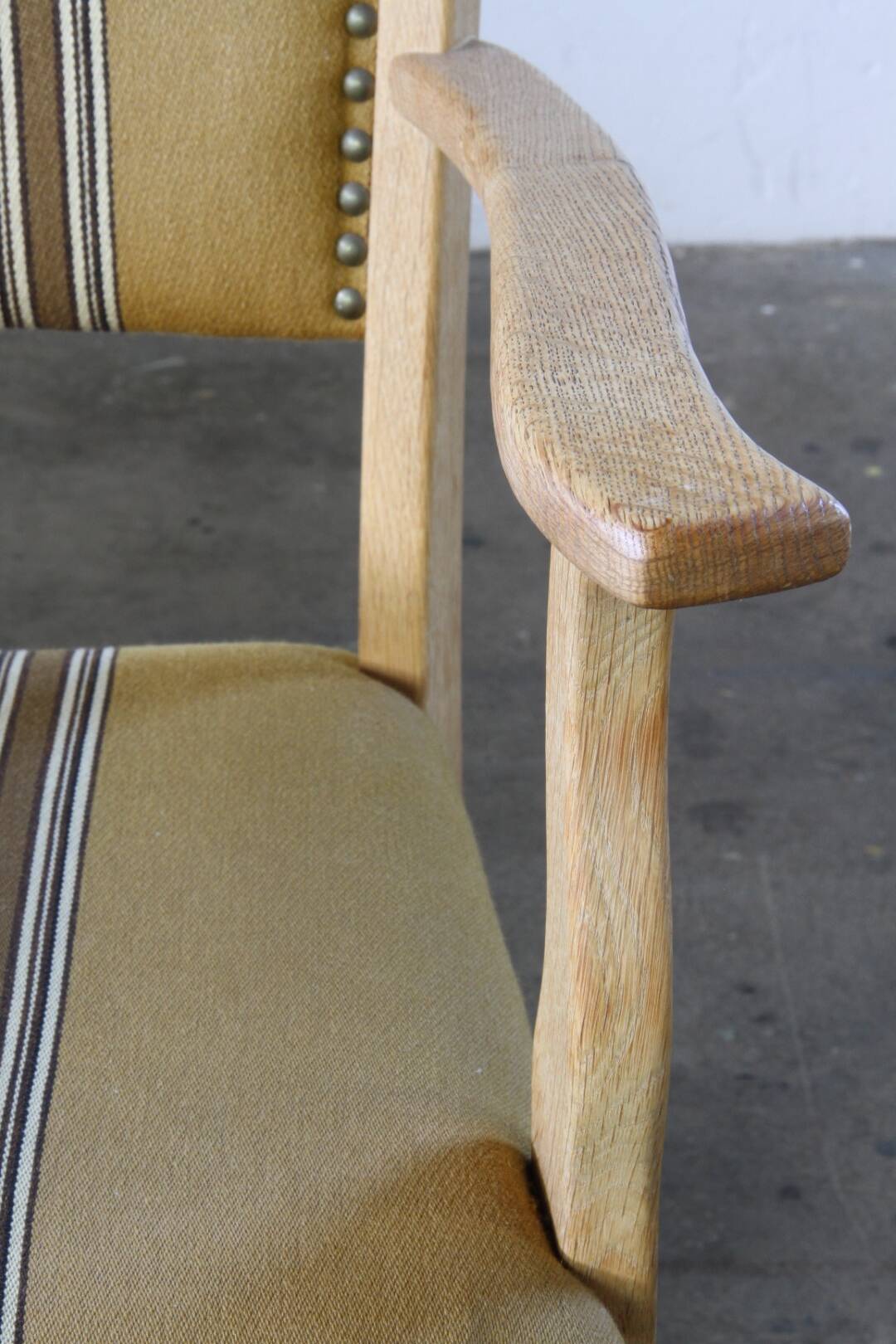 Vintage Danish Solid Oak Brutalist Armchair, Henning Kjærnulf style, 1960s