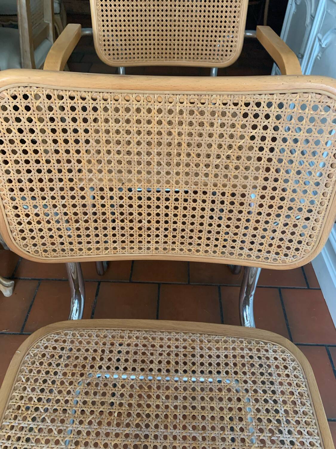 Pairs of Cesca B64 armchairs with armrests by Marcel Breuer