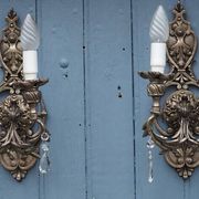 Appliques en cristal Hollywood Regency italienne – Lumière à double bras en métal argenté