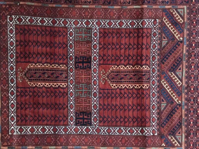 Carpet vintage Afghan pattern Hatchlou done hand 168 X 205 cm
