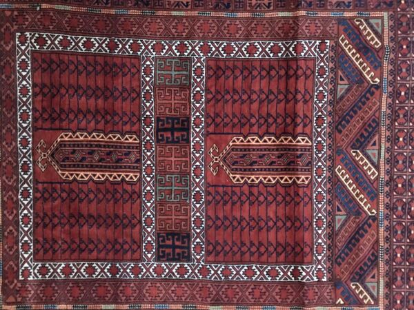 Tapis vintage Afghan motif Hatchlou fait main 168X205 cm