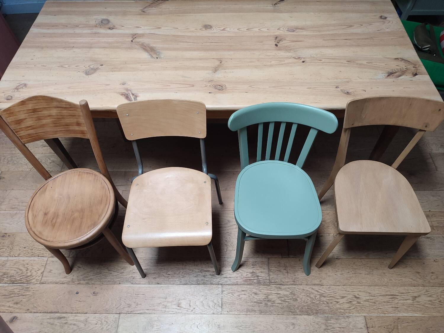 Set of bistro and school chairs