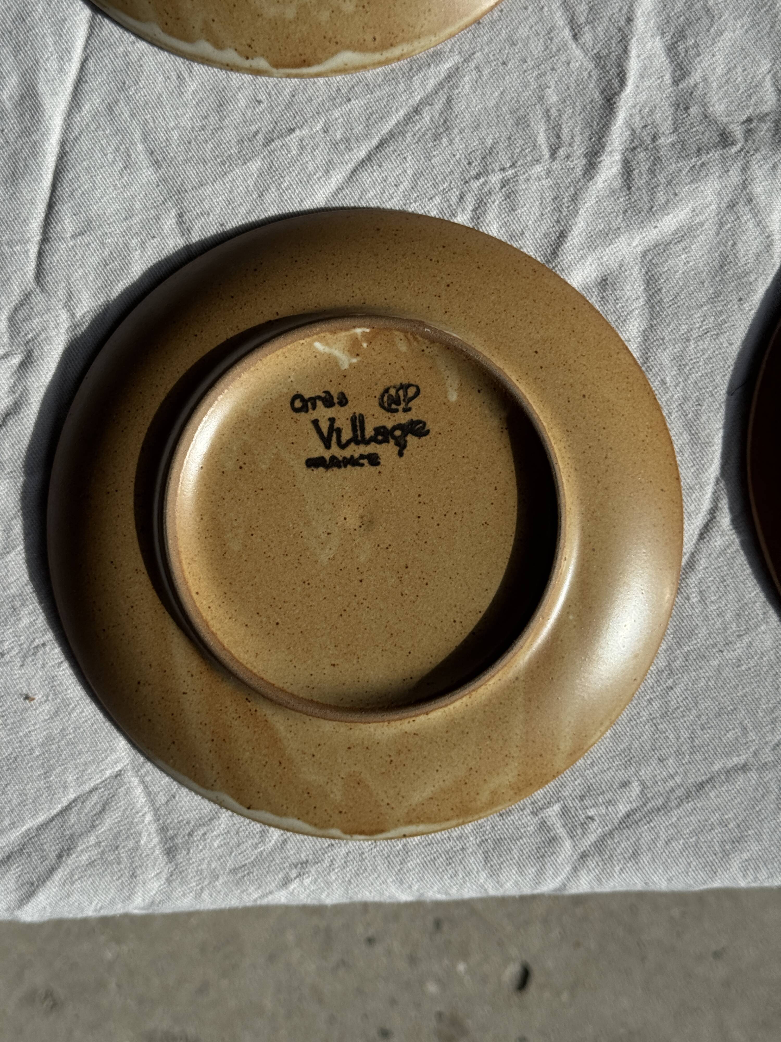 Set of 6 dessert plates in stoneware Village France D20