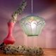 Vintage art deco globe pendant light in green and gold frosted glass