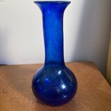 Vase verre soufflé bleu